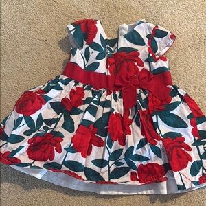 Floral Red and Green Kids Dress